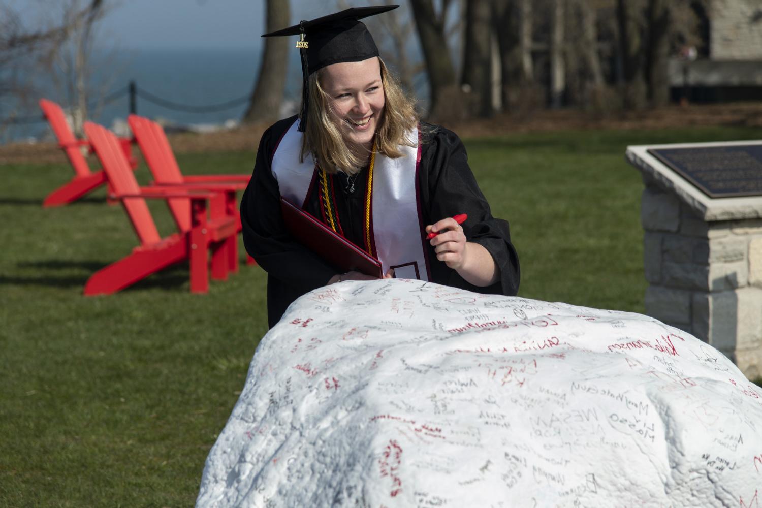 Today, students sign their names on Kissing Rock when they first arrive on campus, and four years later when they graduate.